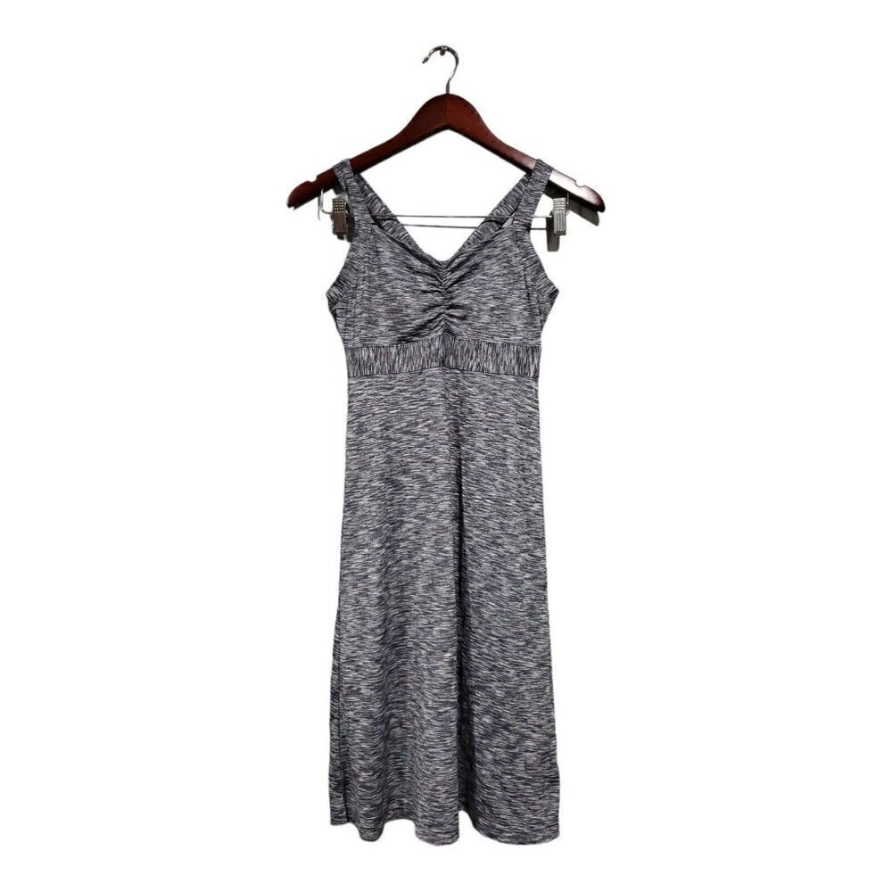 Prana Women's Amaya Athletic Tank Dress Jersey Knit Black Gray Built-in Bra XS